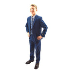 Blue Designer Slim 5 pc Suit with Paisley Vest