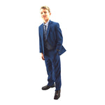 Blue Designer Slim 5 pc Suit with Paisley Vest