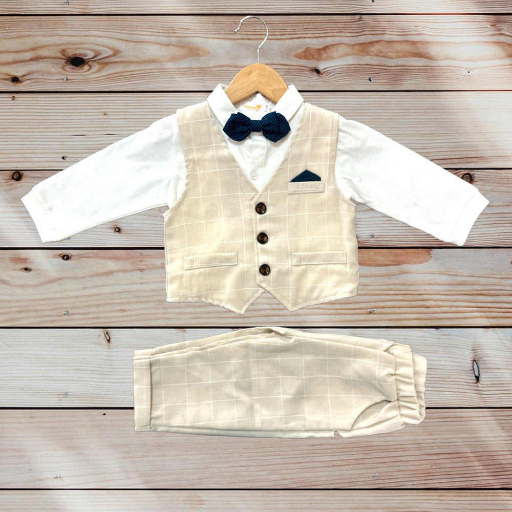 Paparazzi Sand Plaid Boys 4 pc Vest Set