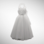 Paparazzi White Designer Flower Bud Bodice With Tulle Skirt