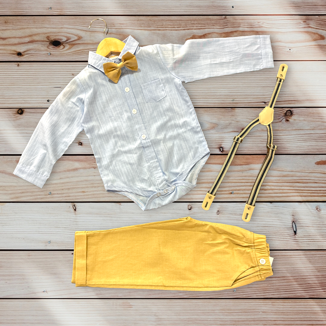 Paparazzi Baby Blue/Wheat Boys 4 pc Suspender Set