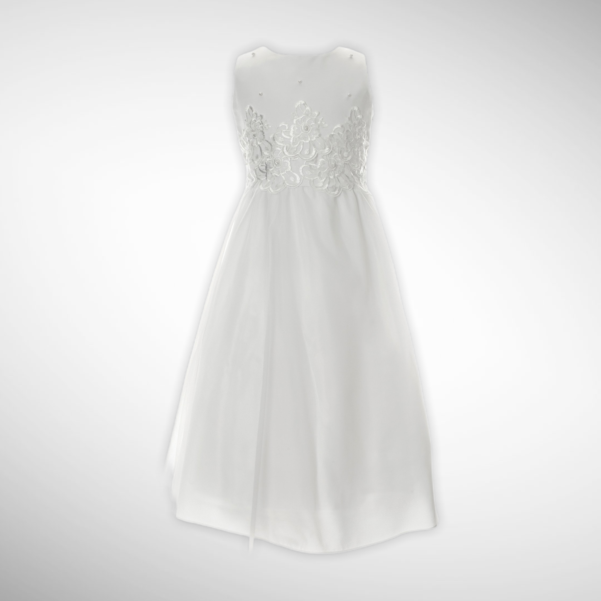 Designer White Satin Embroidered Dress