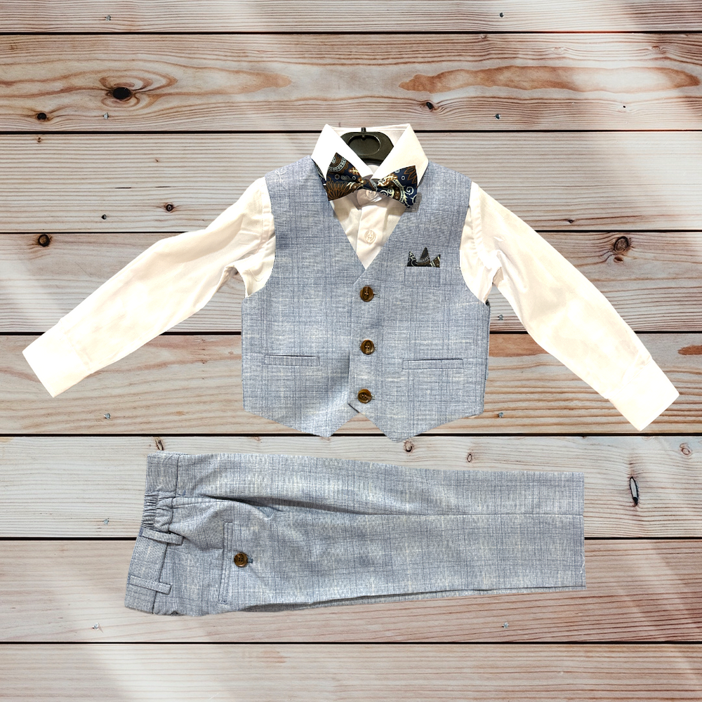 Paparazzi Blue Plaid Boys 4 pc Vest Set