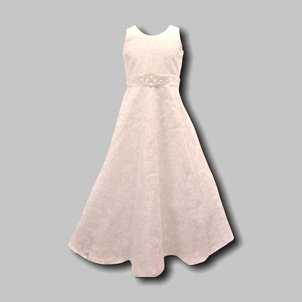 Couture Design Dress in Ivory with Lace Overlay