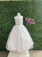 Paparazzi White Designer Satin Bodice With Diamond Accent Tool Skirt