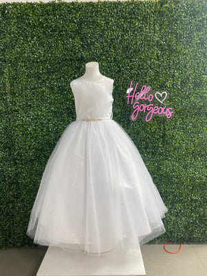 Paparazzi White Designer Satin Bodice With Diamond Accent Tool Skirt