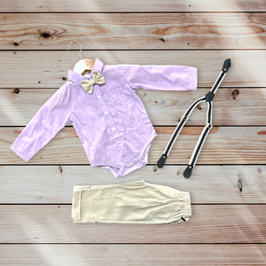 Paparazzi Lilac/Oat Boys 4 pc Suspender Set